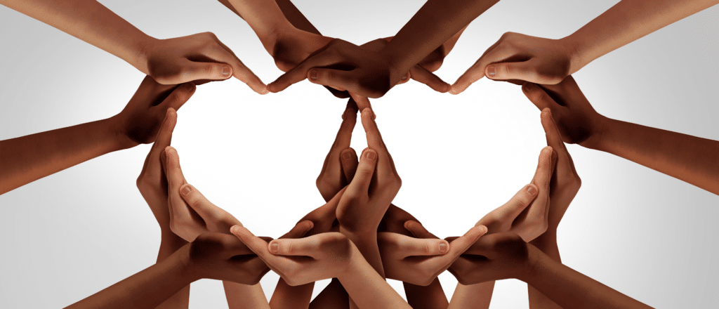 Two Hearts made by many hands coming together