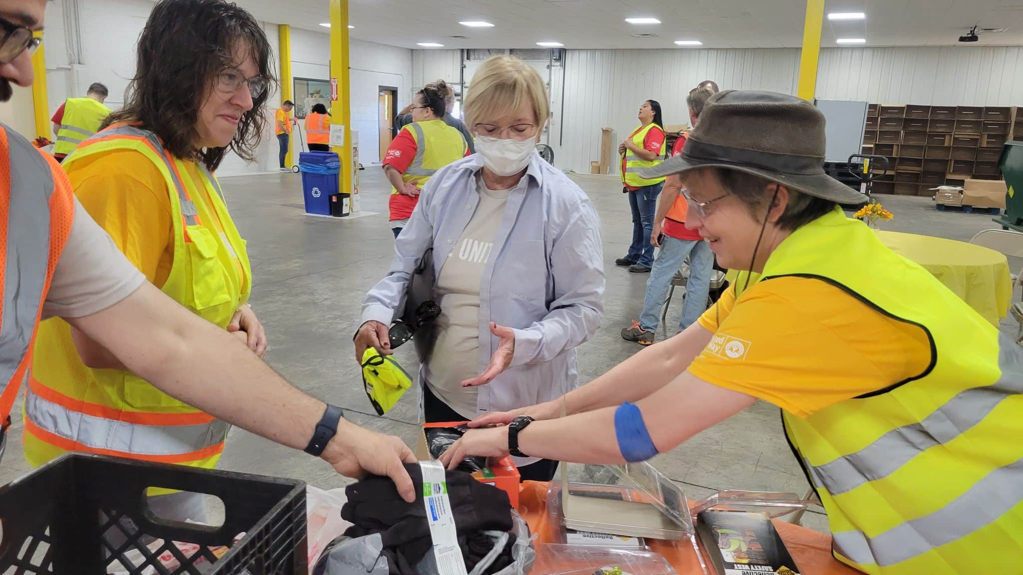 volunteers working at a food bank
