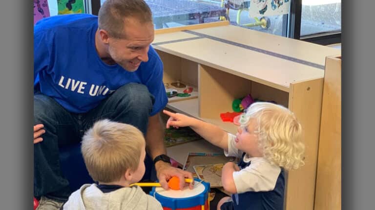Muncie Power Products employee Ben Gillum volunteered at United Day Care Center as part of Heart of Indiana United Way's 2022 Day of Action